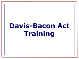 Davis-Bacon Act Training