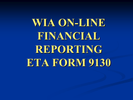 WIA ON-LINE REPORTING TUTORIAL