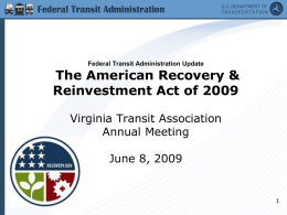 FTA TIGER Team Presentation - Virginia Transit Association