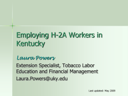 Employing H-2A Workers in Kentucky