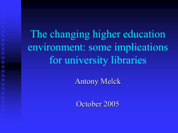 The Macro Environment of Higher Education