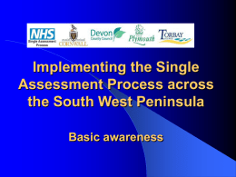 Single Assessment Process in Devon, Torbay and Plymouth