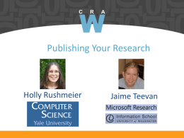 Publishing Your Research - CRA-W