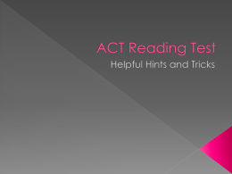 ACT Reading Test - Welcome to Mrs. Cintra's class