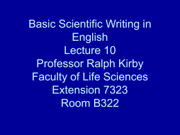 Basic Scientific Writing in English Lecture 1 Professor