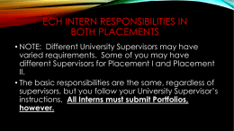 ECH Intern Responsibilities in Both Placements - A