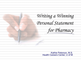 Writing a Winning Personal Statement