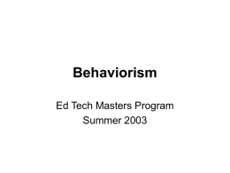Behaviorism - Dr Matthew J Koehler