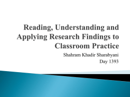 Reading, Understanding and Applying Research Findings to