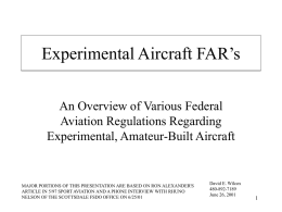 Experimental Aircraft FAR’s