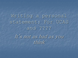 Writing a personal statement: