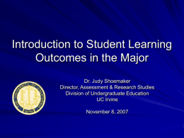 Introduction to Student Learning Outcomes in the Major