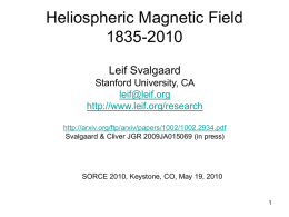 Heliospheric Magnetic Field 1835-2009