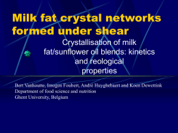 Milk fat crystal networks formed under shear