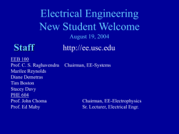 Electrical Engineering New Student Welcome