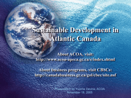 Sustainable Development in Atlantic Canada