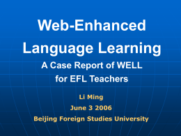 WELL – Web-Enhanced Language Learning