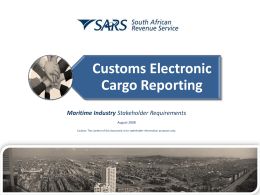 Maritime Industry EDI Requirements - SAAFF-KZN