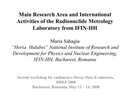Main Research Area and International Activities of the