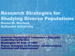 Research Strategies for Studying Diverse Populations Donna