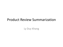Product Review Summarization - Web Information Retrieval