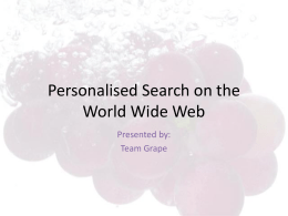 Personalised Search on the World Wide Web