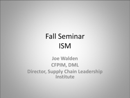 Fall Seminar ISM - supply chain research