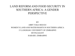 LAND REFORM AND FOOD SECURITY IN SOUTHERN AFRICA: …