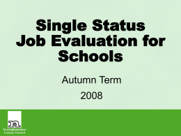 Single Status Job Evaluation for Schools