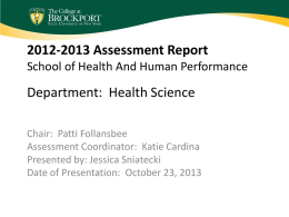 Assessment Report Department School of Education & Human