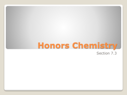 Honors Chemistry - Lakeland Regional High School / Overview