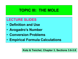 TOPIC III: THE MOLE