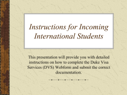 Instructions for Incoming Internaitonal Students