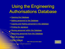 Using the Engineering Authorizations Database