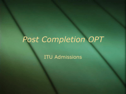 Post Completion OPT - ITU.edu