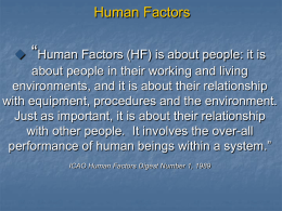 Human Factors in Gliding - Introduction & Overview