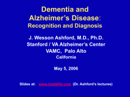 Recognizing and Screening for Dementia and Alzheimer’s Disease