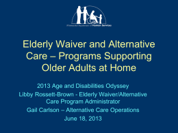 Elderly Waiver and Alternative Care – Programs Supporting