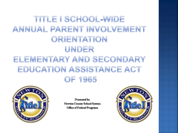 Overview of Parental Involvement Under No Child Left Behind