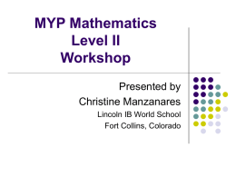 MYP Mathematics Level II