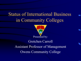Status of International Business in Community Colleges