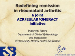Redefining remission in rheumatoid arthritis a joint ACR