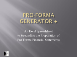 Pro-Forma Generator