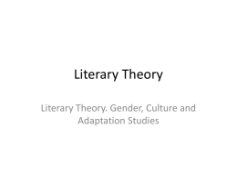 Literary Theory - School of English and American Studies