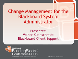 Change Management for the Blackboard System Administrator