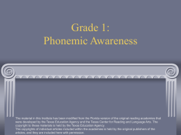 Grade 1: Phonemic Awareness