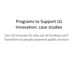 Programs to Support LG Innovation, global case studies