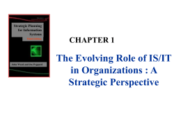 The Evolving Role of IS/IT in Organizations : A Strategic