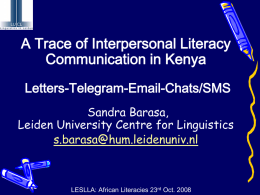 A Trace of Interpersonal Literacy Communication in Kenya