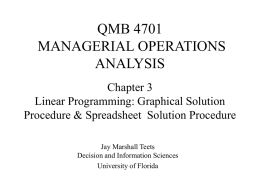 Lecture 4 &5 Linear Programming Graphical Solution